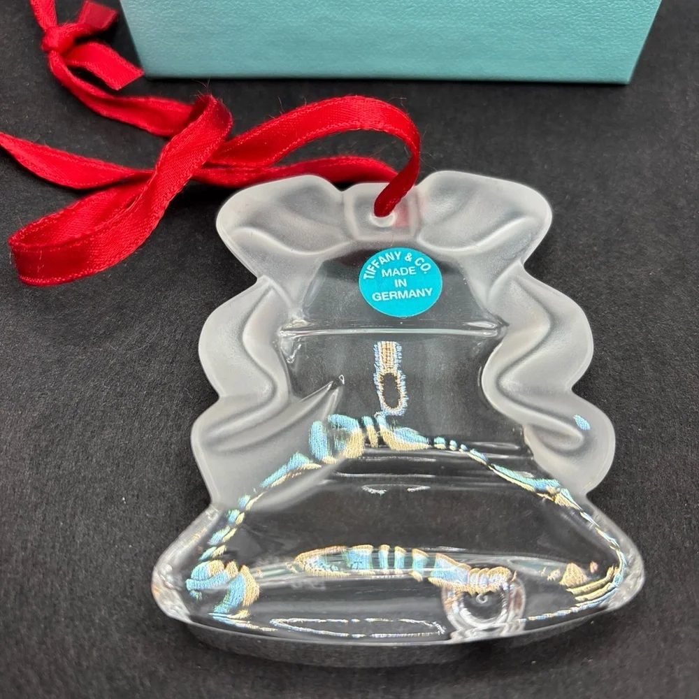 Tiffany & Co. Frosted Crystal Glass Bell Christmas Ornament 1996 Made in Germany